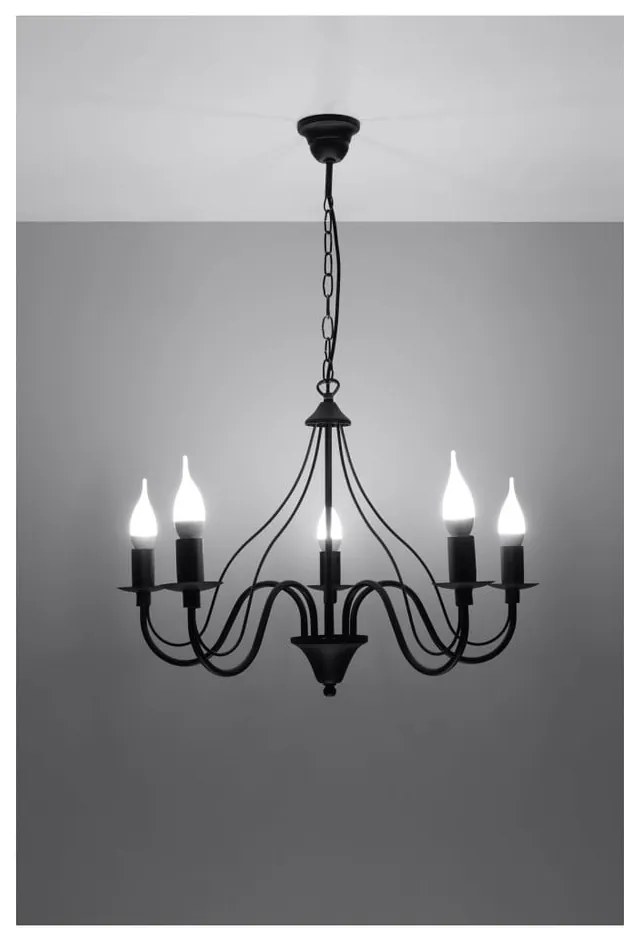 Čierne stropné svietidlo Sollux Floriano 5