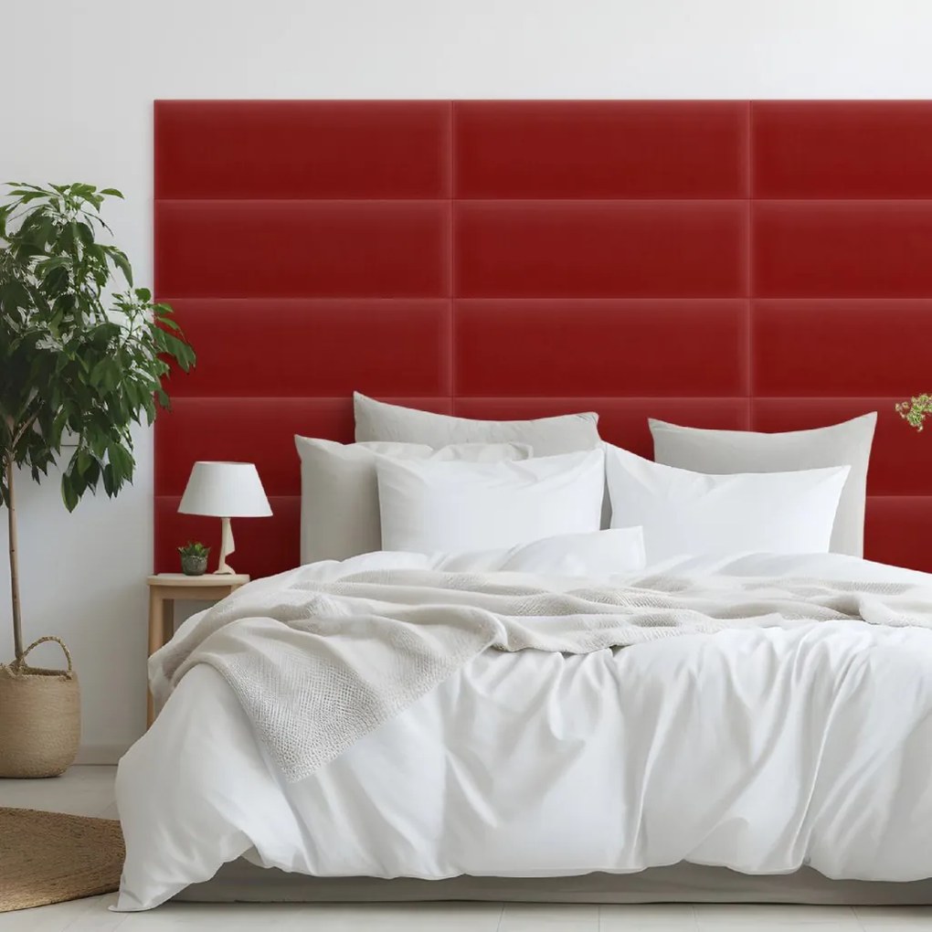 Zamatový čalúnený panel - Obdĺžnik - 80x20cm Farba: Červená
