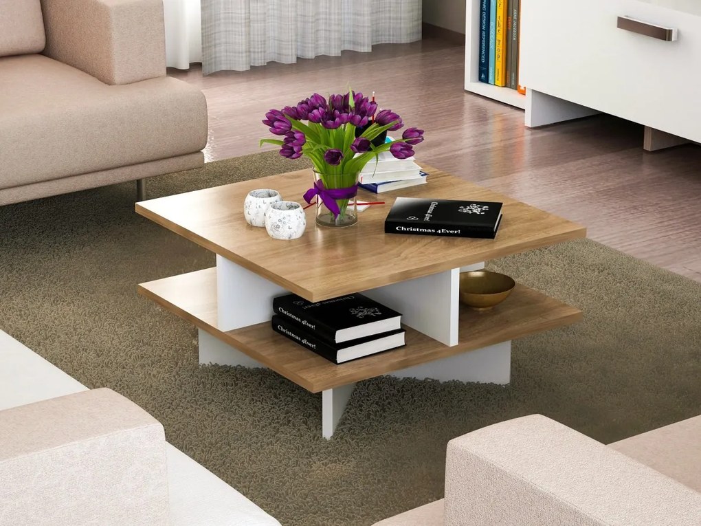 Konferenčný stolík Hamton orech/biely