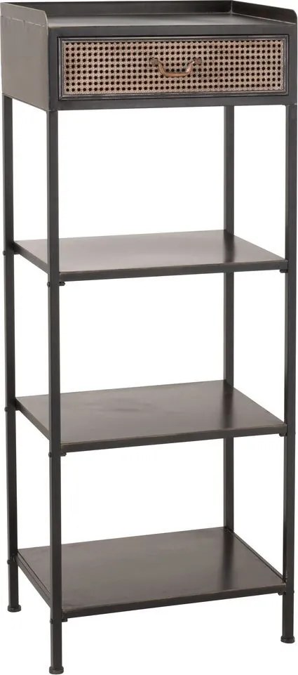 Čierny kovový policový regál so šuplíkom Valio Black -54*38*140cm