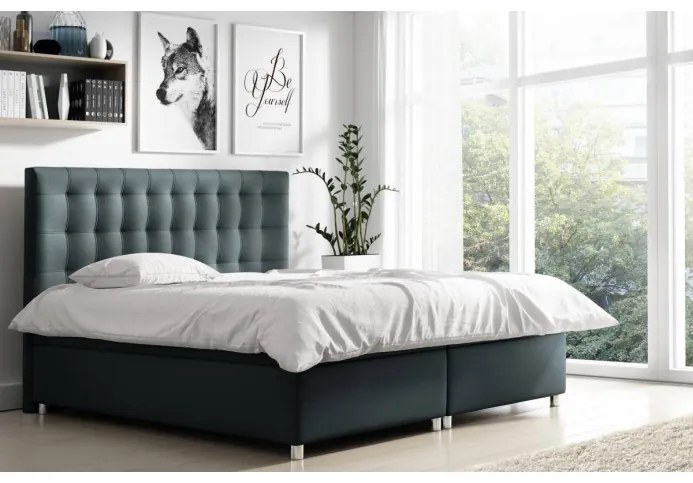 Čalúnená jednolôžková posteľ Diana čierna ako koža 120 + topper zdarma