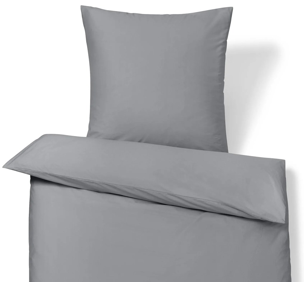 Posteľná bielizeň z bavlny a saténu, sivá, štandardná veľkosť