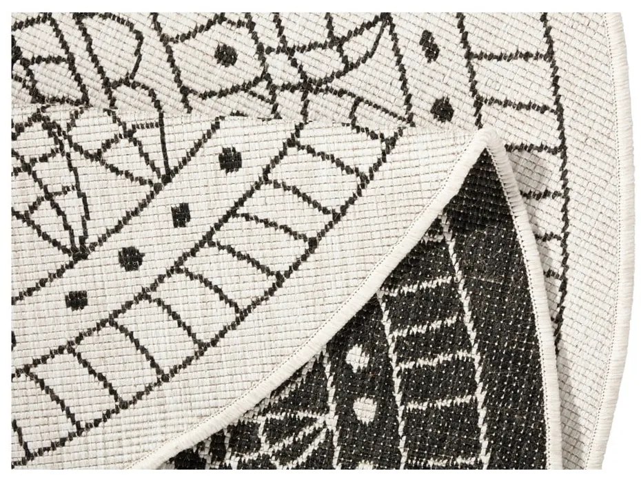 Čierno-krémový vonkajší koberec NORTHRUGS Porto, ⌀ 140 cm