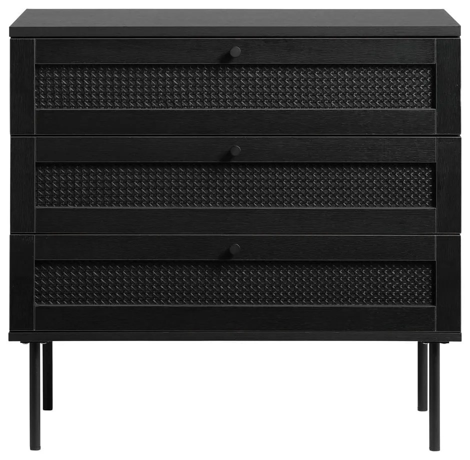 Čierna nízka komoda v dekore duba 80x75 cm Pensacola – Unique Furniture