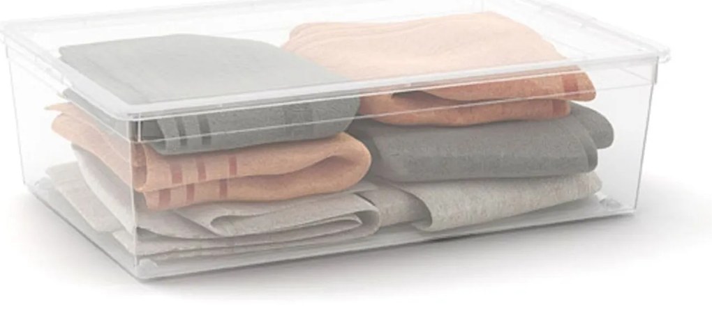 KIS Úložný box L 27 litrov s kolieskami, transparentná