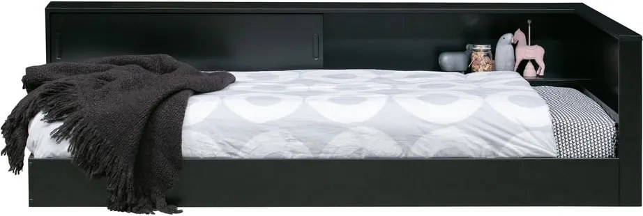 Čierna jednolôžková posteľ z borovicového dreva WOOOD Connect, 90 x 200 cm
