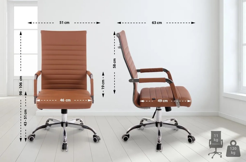 Design-Shop Kancelárska stolička Amadora - koženka - Svetlo Hnedá