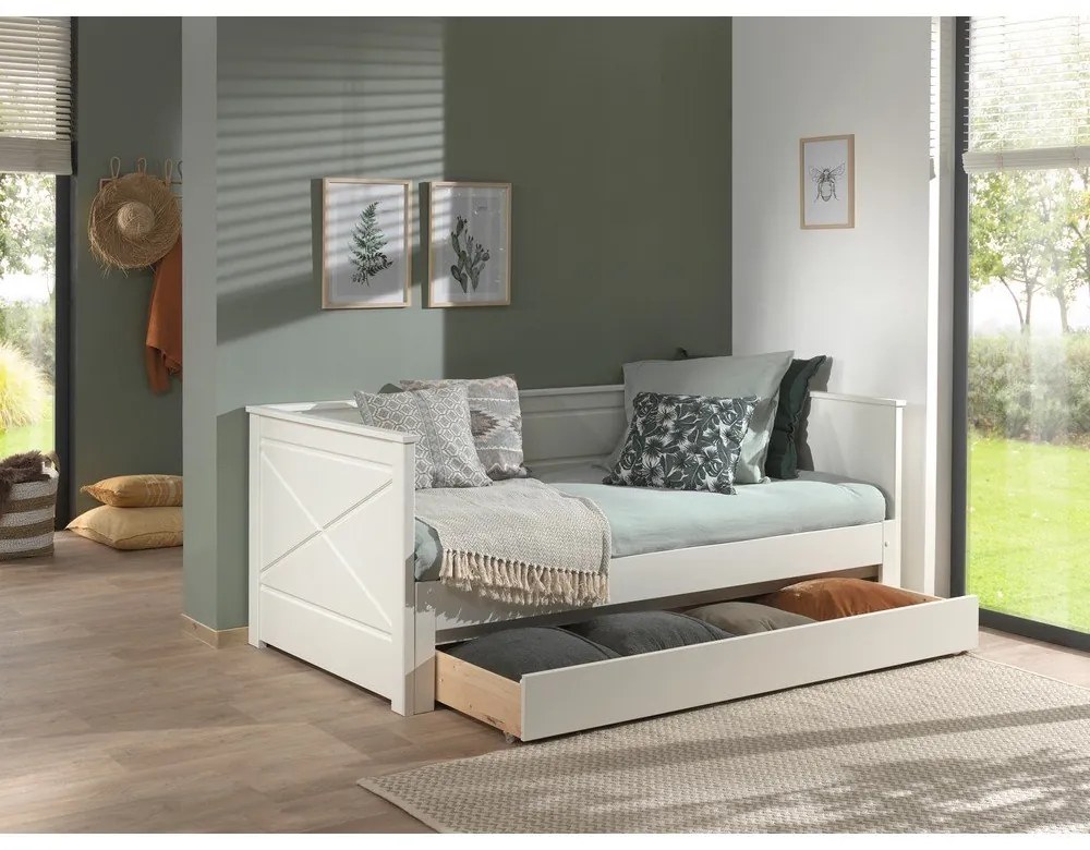 Biela detská posteľ s výsuvným lôžkom 180x200/90x200 cm PINO – Vipack