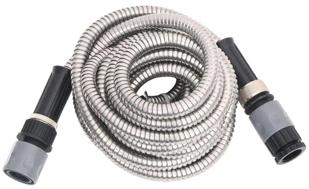 Záhradná hadica s tryskou, strieborná 0,6" 15 m, oceľ