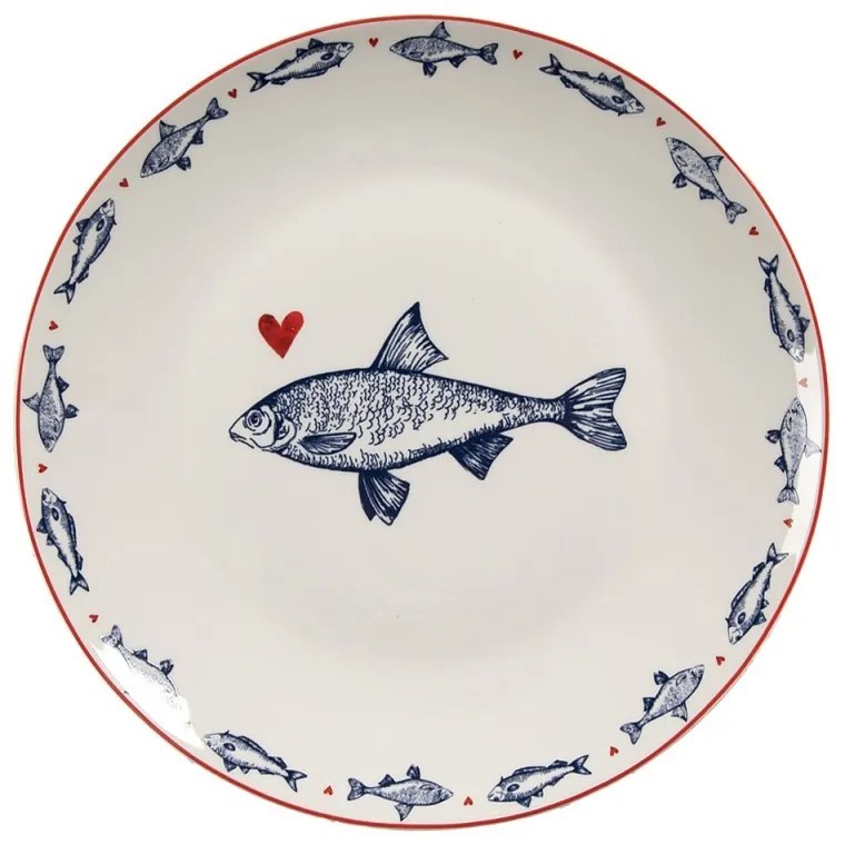 Porcelánový dezertný tanier s rybkami Sun Sea And Fish - Ø 20*2cm