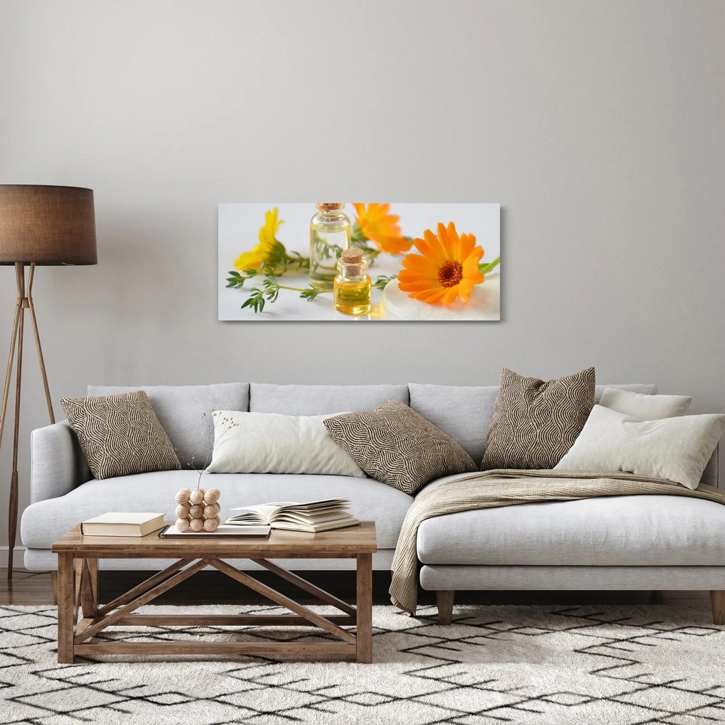 Obraz oranžových kvetín (120x50 cm)