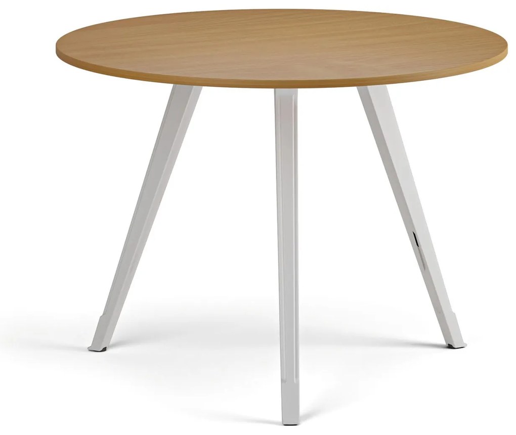 Konferenčný stôl PRIMO ZEN, priemer 100 cm, biela podnož, buk
