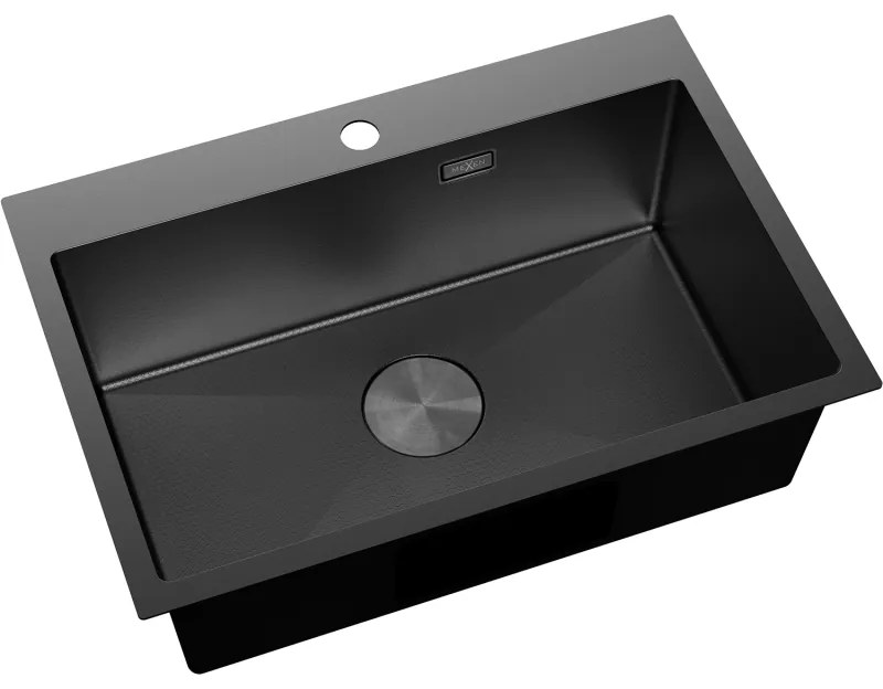 Mexen Solix, 1-komorový nerezový drez 650 x 450 mm, čierna, vzor voština, 6403651000-70HC