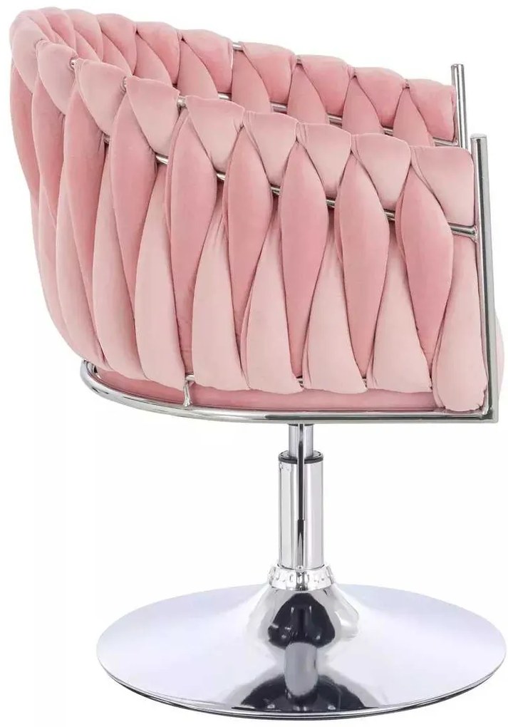 LuxuryForm DESIGN Stolička NORDEN VELUR na striebornom tanieri - ružová