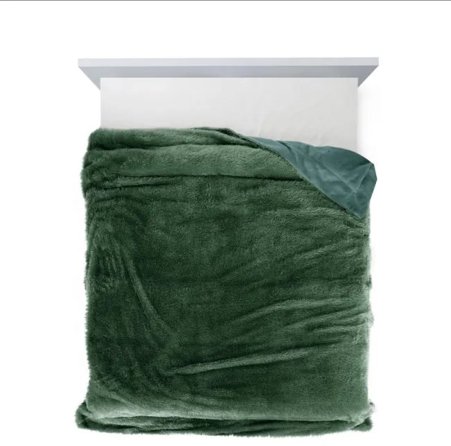 Deka TIFFANY mäkká kožušina - tmavozelená