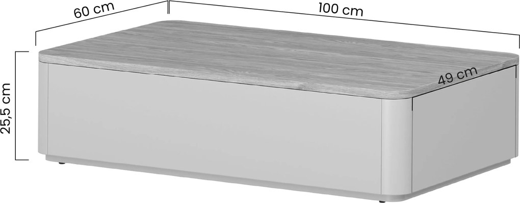 Konferenčný stolík Elivo 100x60 cm so zásuvkami - eukalyptus / dub baltic dune