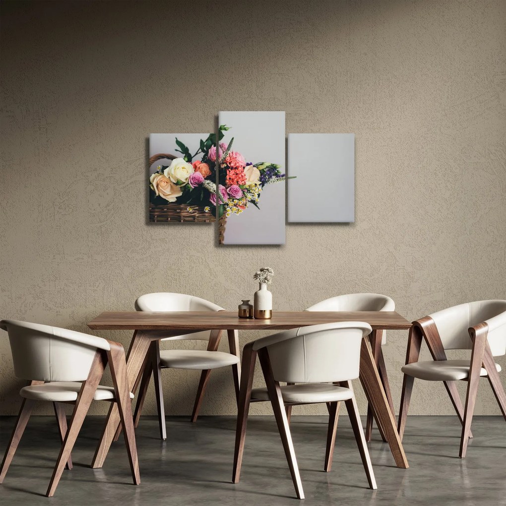 Obraz košíka s kvetinami (90x60 cm)