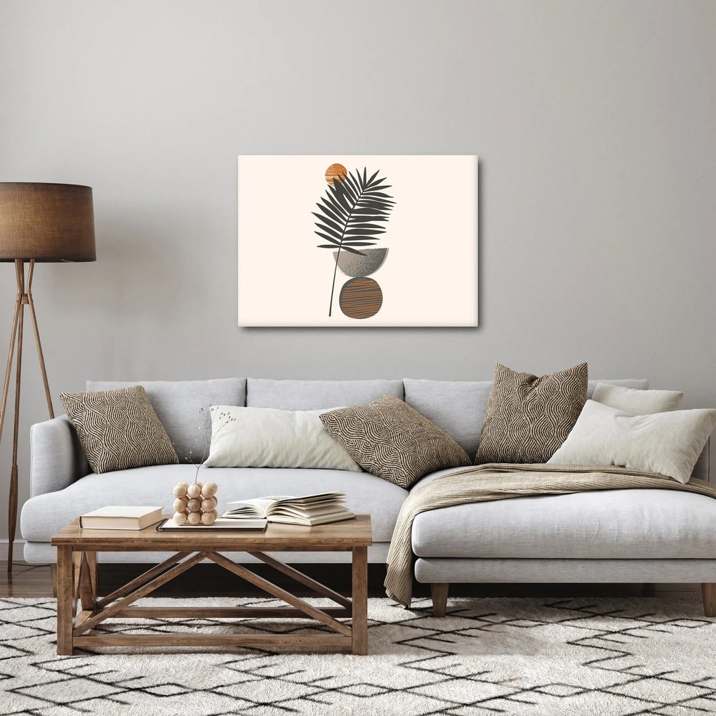 Obraz - Abstrakcia s palmovým listom (70x50 cm)