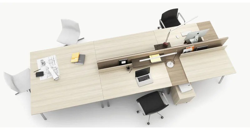PLAN Kancelársky policový regál LAYERS, krátky, 1 box, 800 x 400 x 777, dub prírodný / dub morený