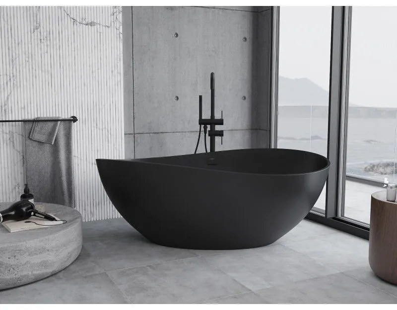 Mexen Parma, voľne stojaca vaňa z konglomerátu 160 x 95 cm, čierna matná, 57231609570