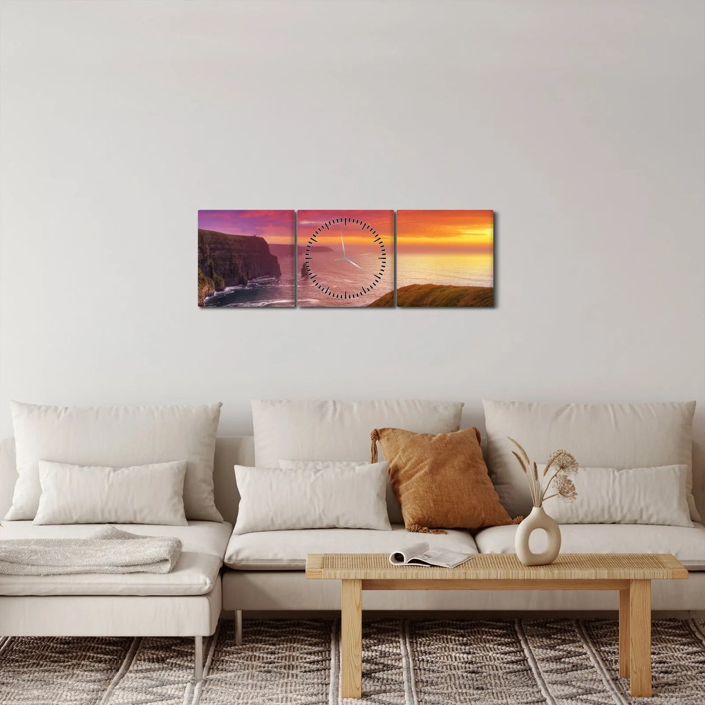 Obraz - Moherské útesy (s hodinami) (90x30 cm)