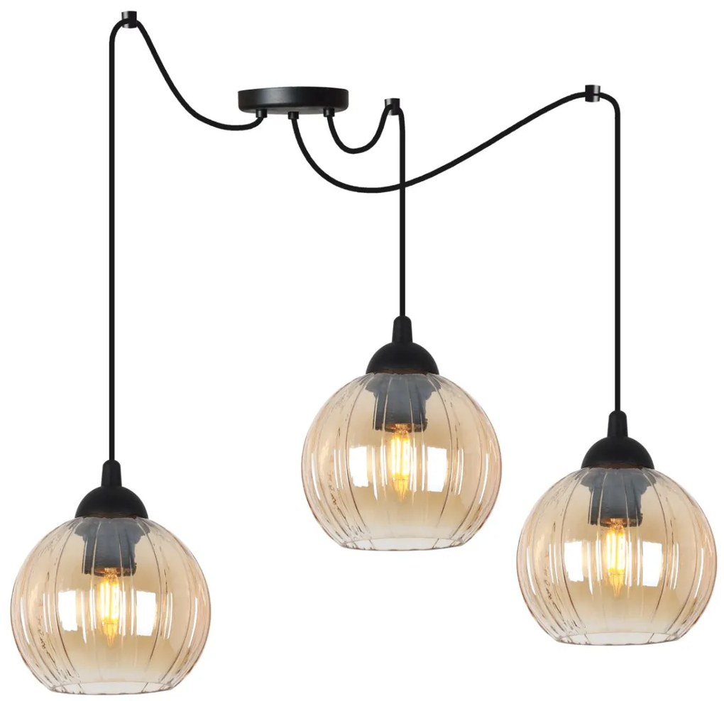 Závesné svietidlo Costa Spider, 3x mdové sklenené tienidlo, b