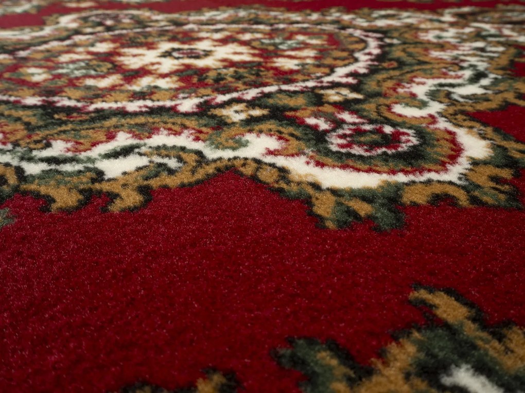 Alfa Carpets, Kusový koberec TEHERAN T-102 red kruh, 190x190 (průměr) kruh, červená, chodba / predsieň