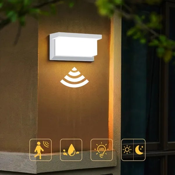 Brilagi-LED Vonkajšie nástenné svietidlo so senzorom BRICKY LED/12W/230V biela IP54