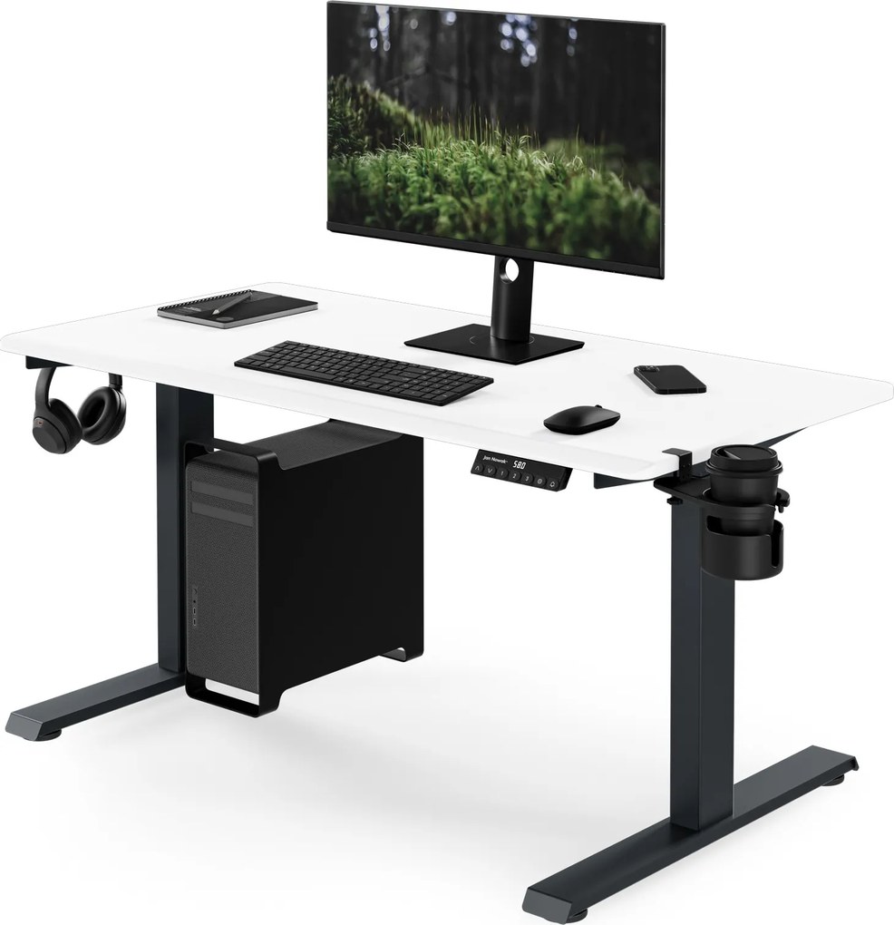 Elektrický stôl s nastavením výšky ergonomický antracitovo-bieli, 1200x600 mm: ARIA