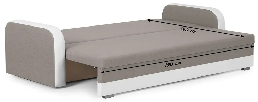 Trojmiestna pohovka s funkciou spania KONRAD Sivá/biela