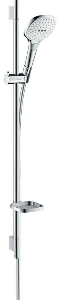 HANSGROHE Raindance Select E sprchová súprava, ručná sprcha 3jet 120 x 120 mm, 90 cm sprchová tyč, jazdec, miska na mydlo a sprchová hadica 160 cm, biela/chróm, 26621400