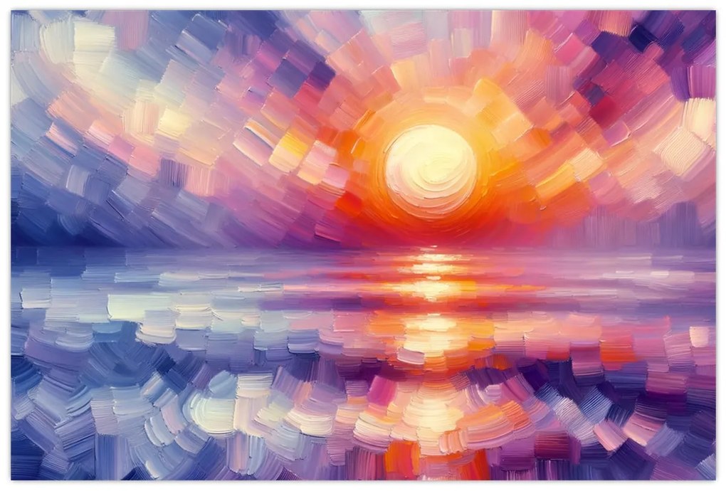 Obraz - Farebný umelecký západ slnka (90x60 cm)