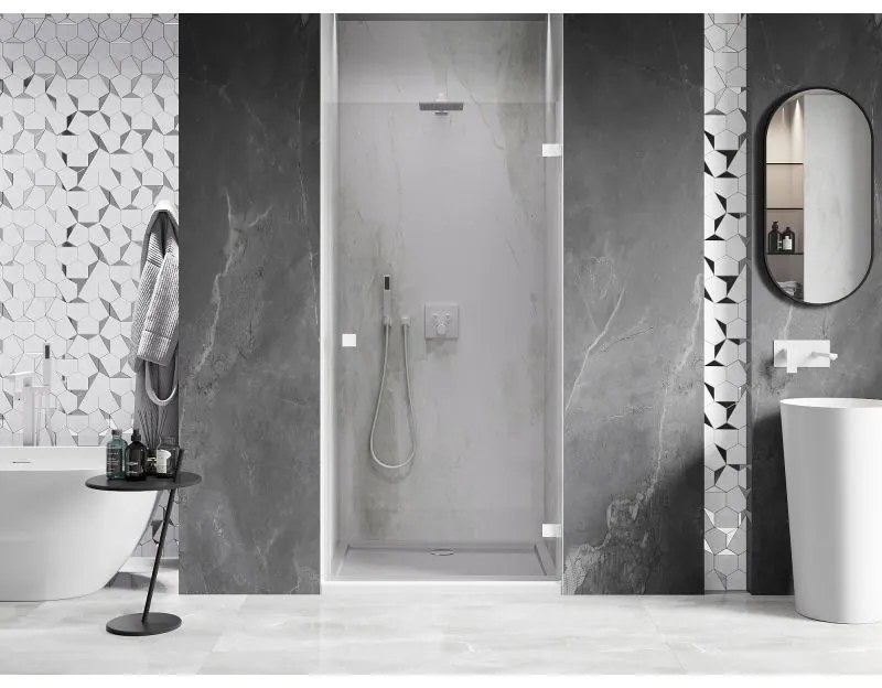 Mexen, Mexen Lunar-B výklopné pravé sprchové dvere 65 cm, transparentné, biele - 832-065-000-20-00-P