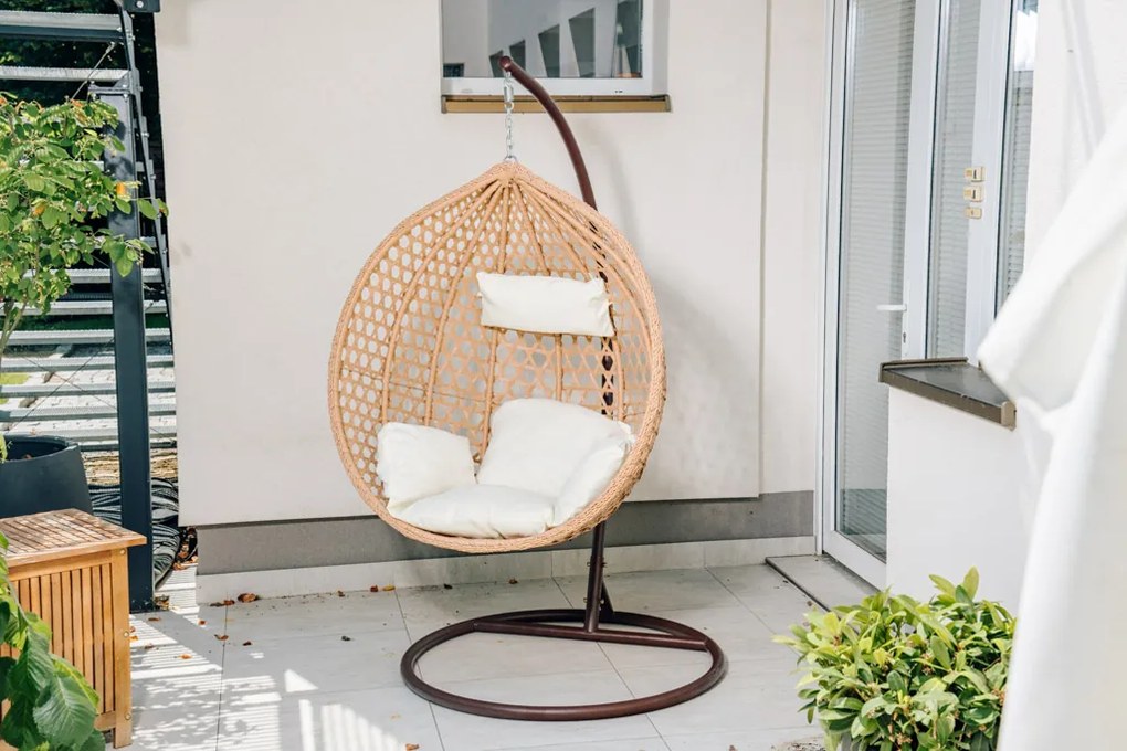 Svetlohnedé závesné kreslo TROPIKAL so stojanom