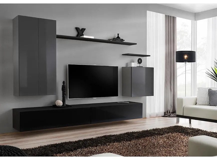 Obývacia stena Switch II Grafit/Čierna