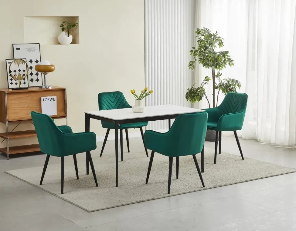 Kreslo NANA -tmavozelený zamat / čierne nohy