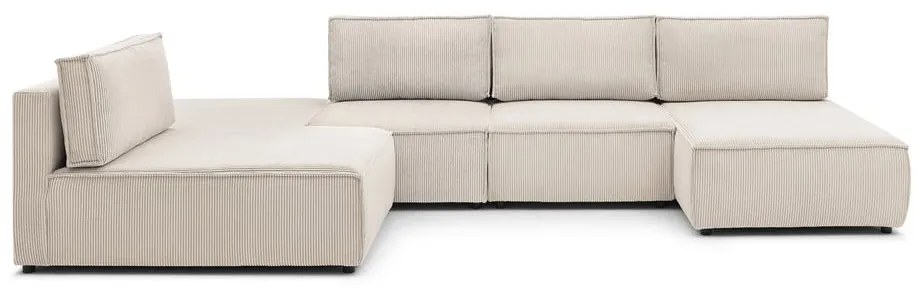 Krémovobiela menčestrová rohová pohovka (variabilná) Nihad modular – Bobochic Paris