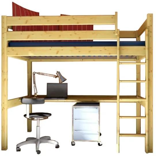MAXMAX Detská vyvýšená posteľ s písacím stolom DANA 190x80 cm + matrac ZADARMO!
