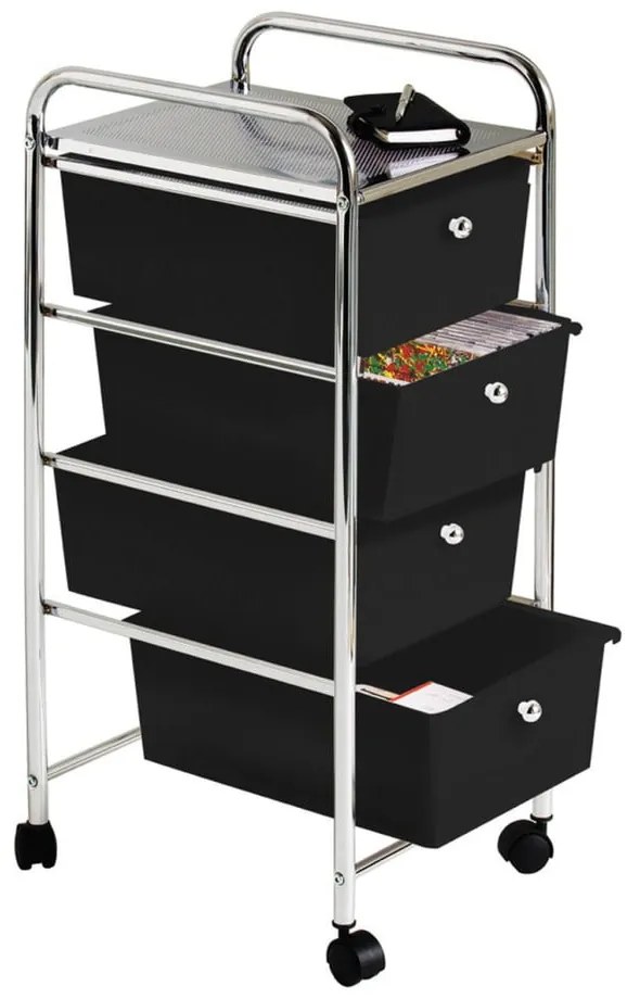 Plastový pojazdný regál v čierno-striebornej farbe 33x79 cm – Premier Housewares