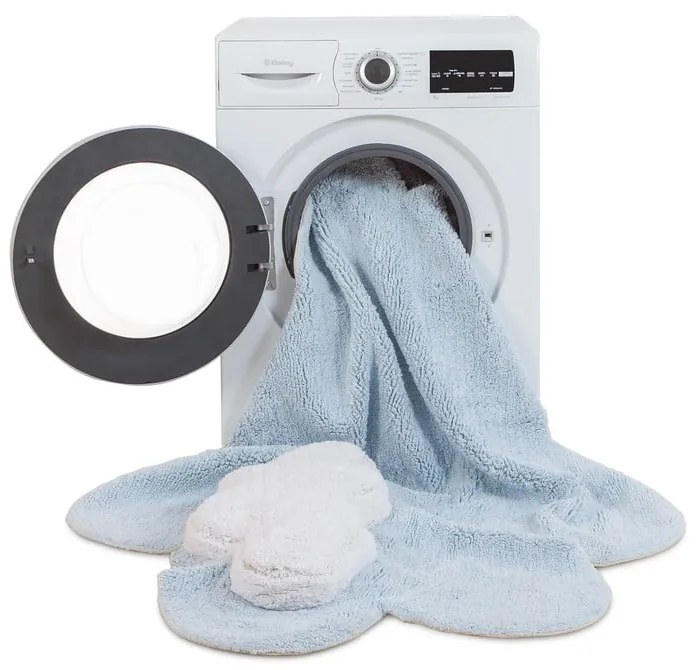 Svetlomodrý prateľný ručne tkaný bavlnený detský koberec 110x170 cm Puffy Dream – Lorena Canals