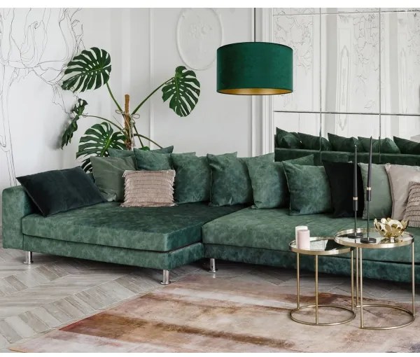 Duolla - Luster na lanku ROLLER 1xE27/15W/230V tmavo pr. 40 cm zelená/zlatá