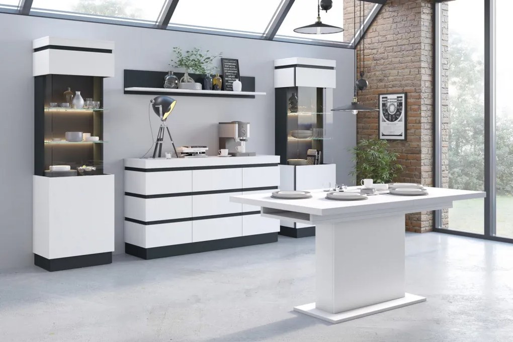 Široká úložná komoda Campania 161 cm, biela/antracit