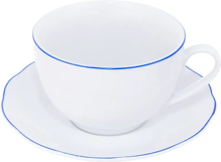 Biely porcelánový hrnček s tanierikom Orion Blue Line, 280 ml