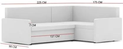 Rohová sedacia súprava MILTON čierno bielej 225 x 175 cm