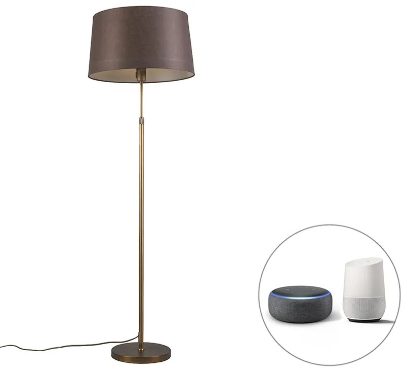 Inteligentná stojaca lampa bronzová s hnedým tienidlom 45 cm vrátane Wifi A60 - Parte