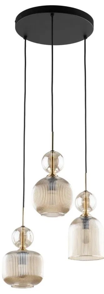 Závesný luster na lanku SOPHIA 3xE14/10W/230V čierna/dymová béžová