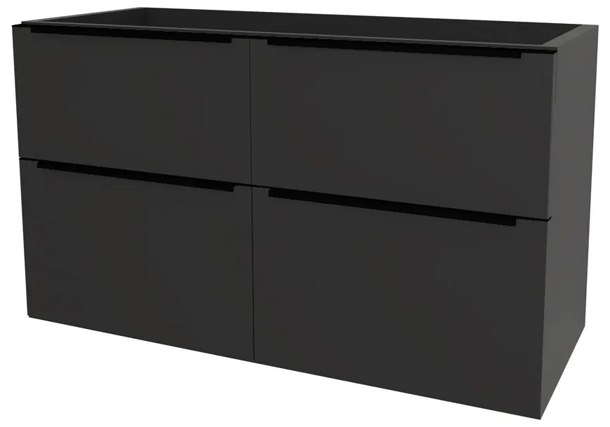Mereo Mailo, kúpeľňová skrinka 121 cm, čierne madlo, Multidecor, Čierna Supermat, MER-CN593SBCIPM