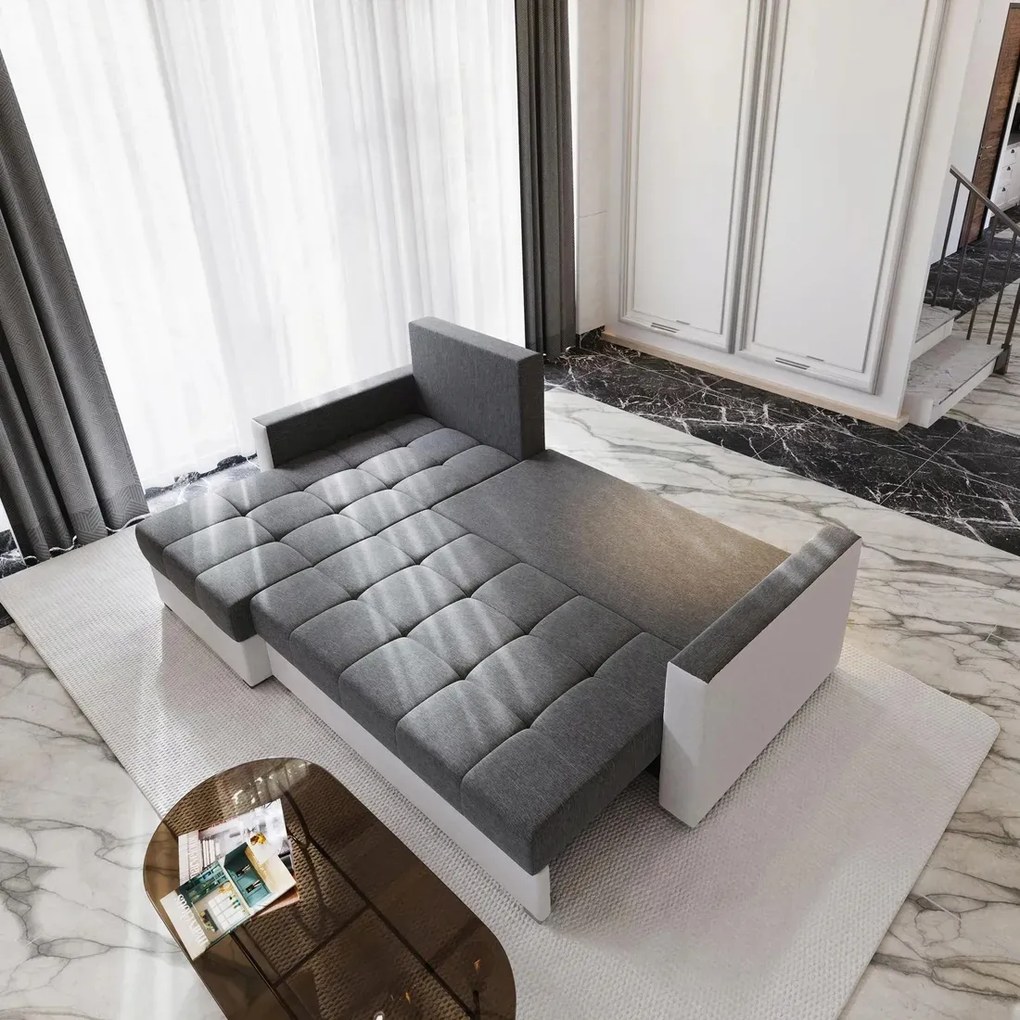 Horčicová rozkladacia rohová pohovka ZENOVA 220x140 cm, obojstranná