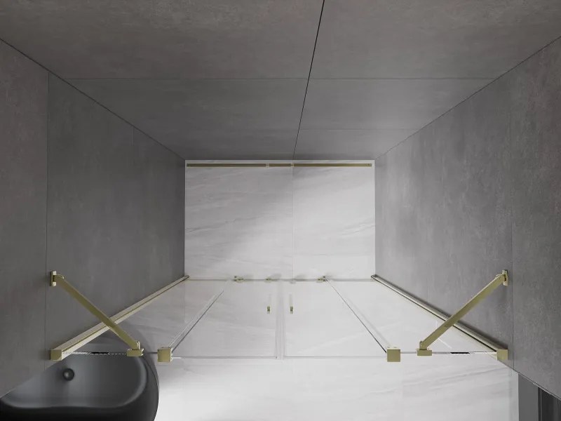 Mexen Velar Duo, posuvné dvere do otvoru 150x200 cm, 8mm číre sklo, zlatá lesklá, 871-150-000-02-50