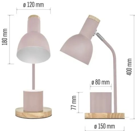 Stolová lampa POPPY 1xE27/25W/230V ružová